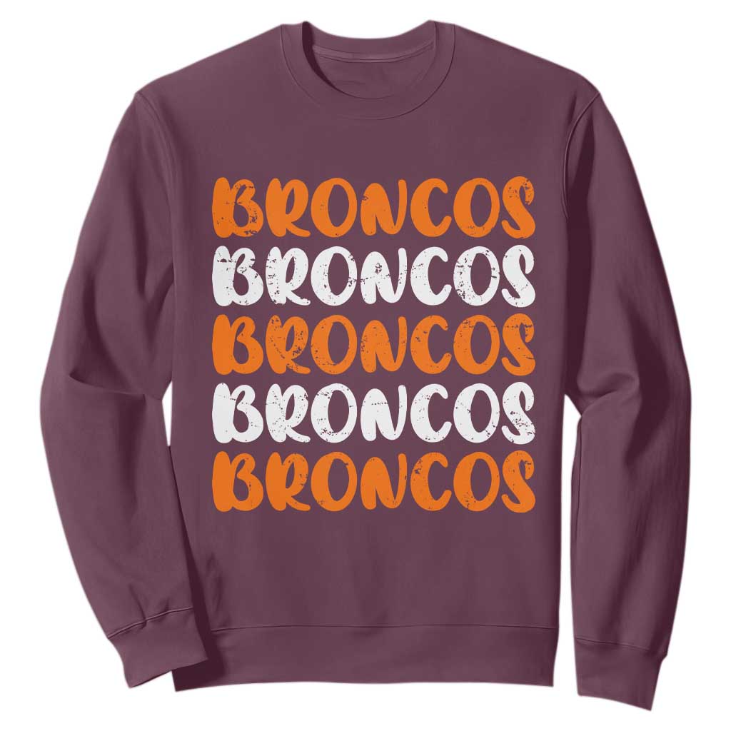 Vintage Broncos Sweatshirt Retro Novelty Football Inspirational TS10 Maroon Print Your Wear