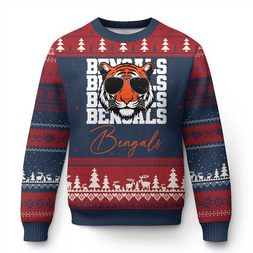Vintage BFT Ugly Christmas Sweater Retro Sports Fan Trendy Game Day Gift TS10 Navy Red Print Your Wear