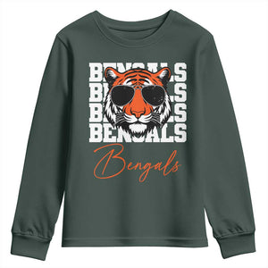 Vintage BFT Youth Sweatshirt Retro Sports Fan Trendy Game Day Gift TS10 Dark Forest Green Print Your Wear