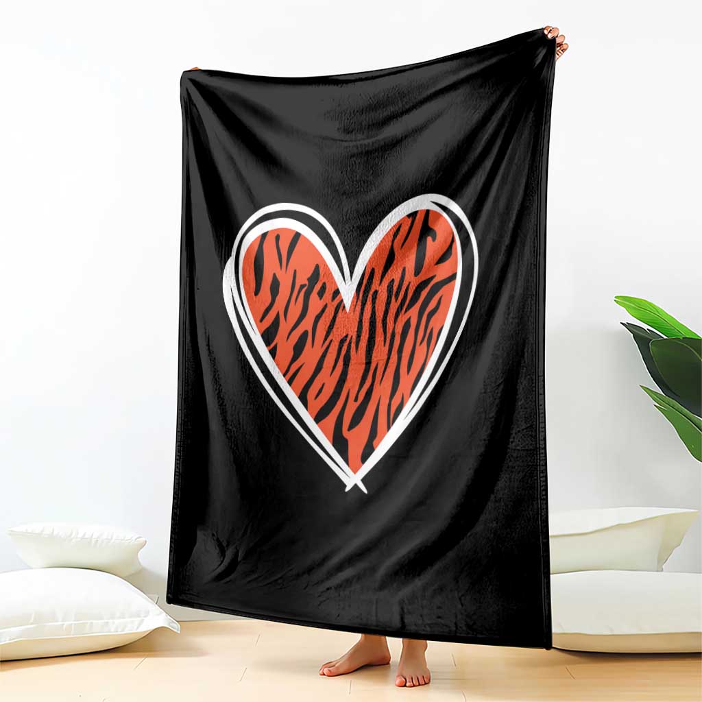 Bengal Tiger Heart Throw Blanket Retro BFT Sports Fan Trendy Game Day Gift TS10 Print Your Wear