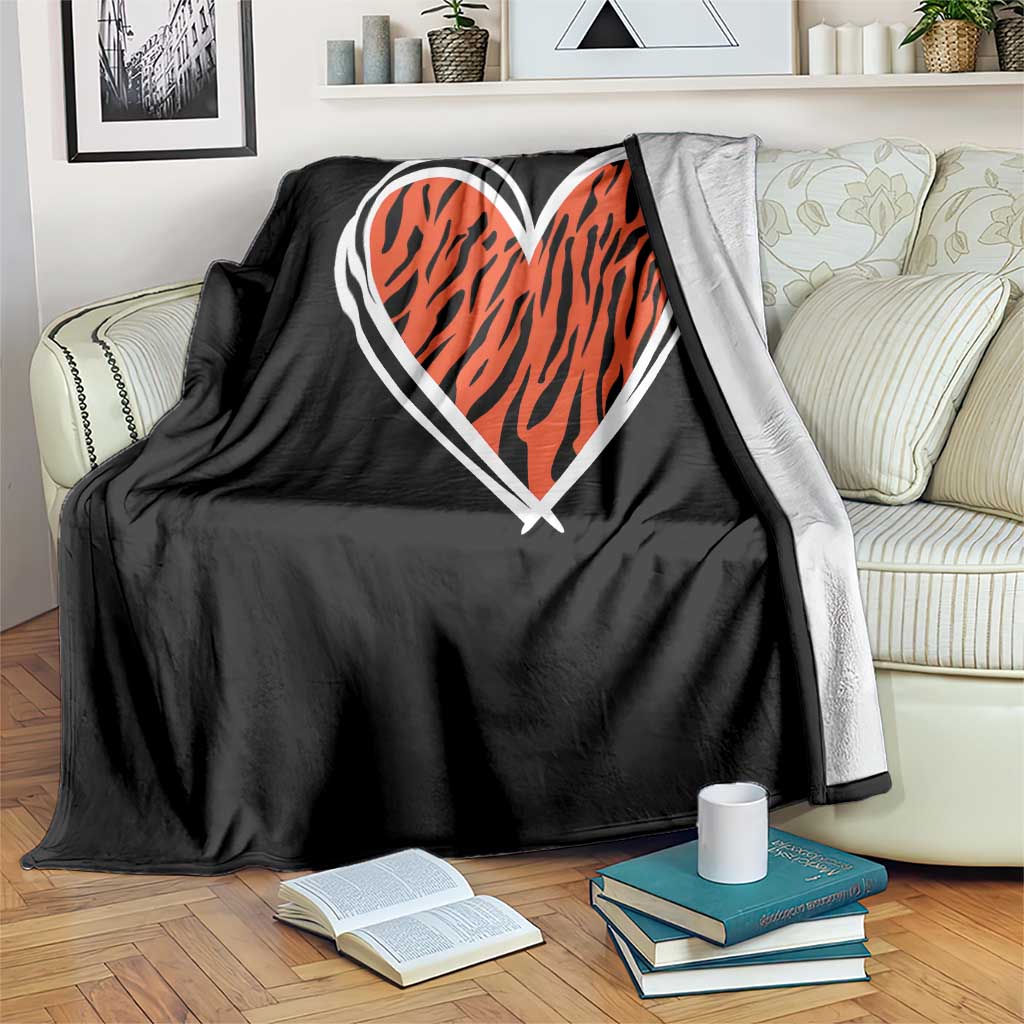 Bengal Tiger Heart Throw Blanket Retro BFT Sports Fan Trendy Game Day Gift TS10 Print Your Wear