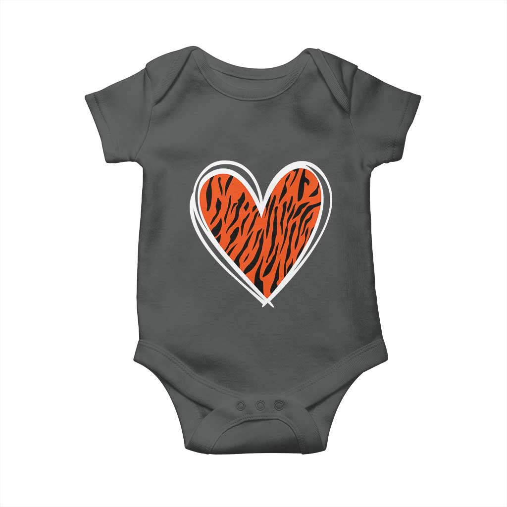 Bengal Tiger Heart Baby Onesie Retro BFT Sports Fan Trendy Game Day Gift TS10 Dark Heather Print Your Wear