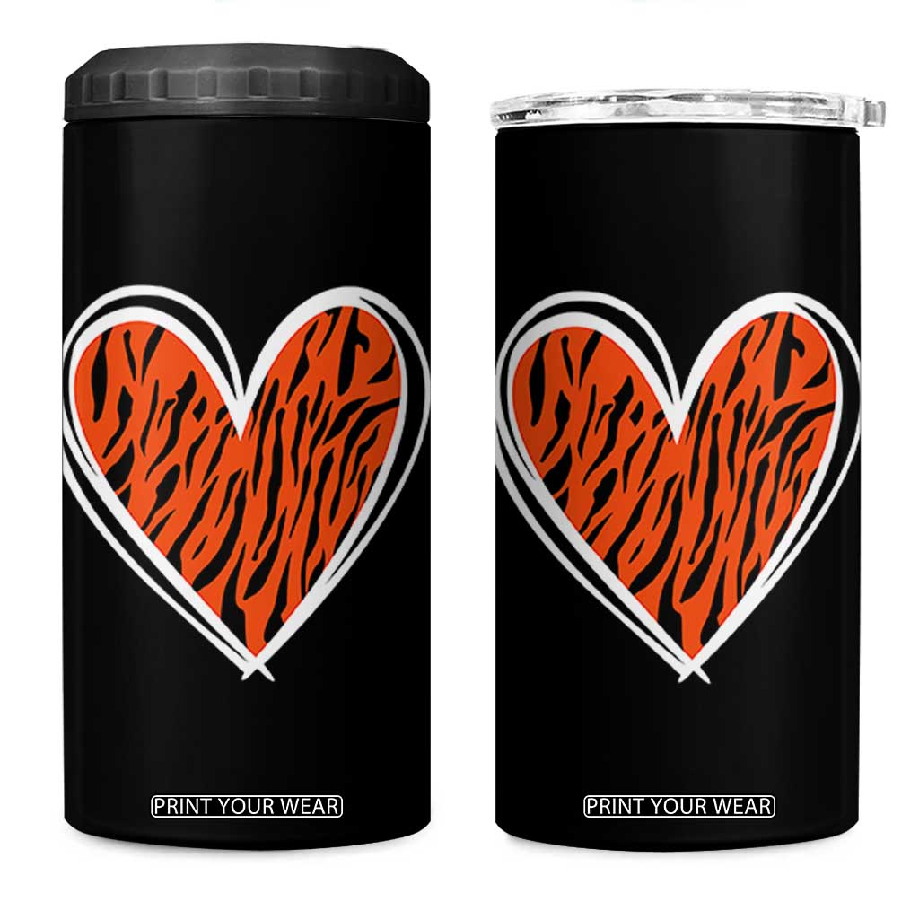 Bengal Tiger Heart 4 in 1 Can Cooler Tumbler Retro BFT Sports Fan Trendy Game Day Gift TS10 One Size: 16 oz Black Print Your Wear