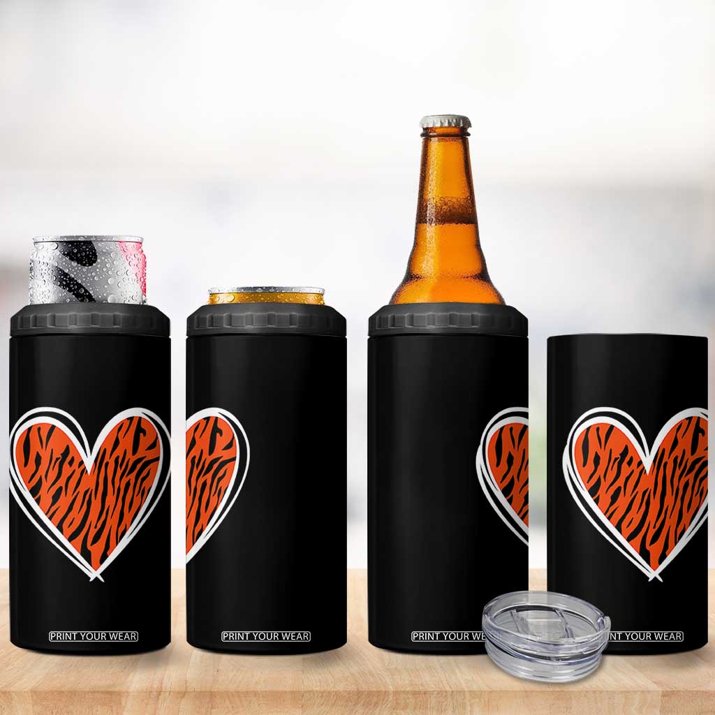 Bengal Tiger Heart 4 in 1 Can Cooler Tumbler Retro BFT Sports Fan Trendy Game Day Gift TS10 Print Your Wear