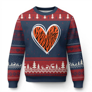 Bengal Tiger Heart Ugly Christmas Sweater Retro BFT Sports Fan Trendy Game Day Gift TS10 Navy Red Print Your Wear