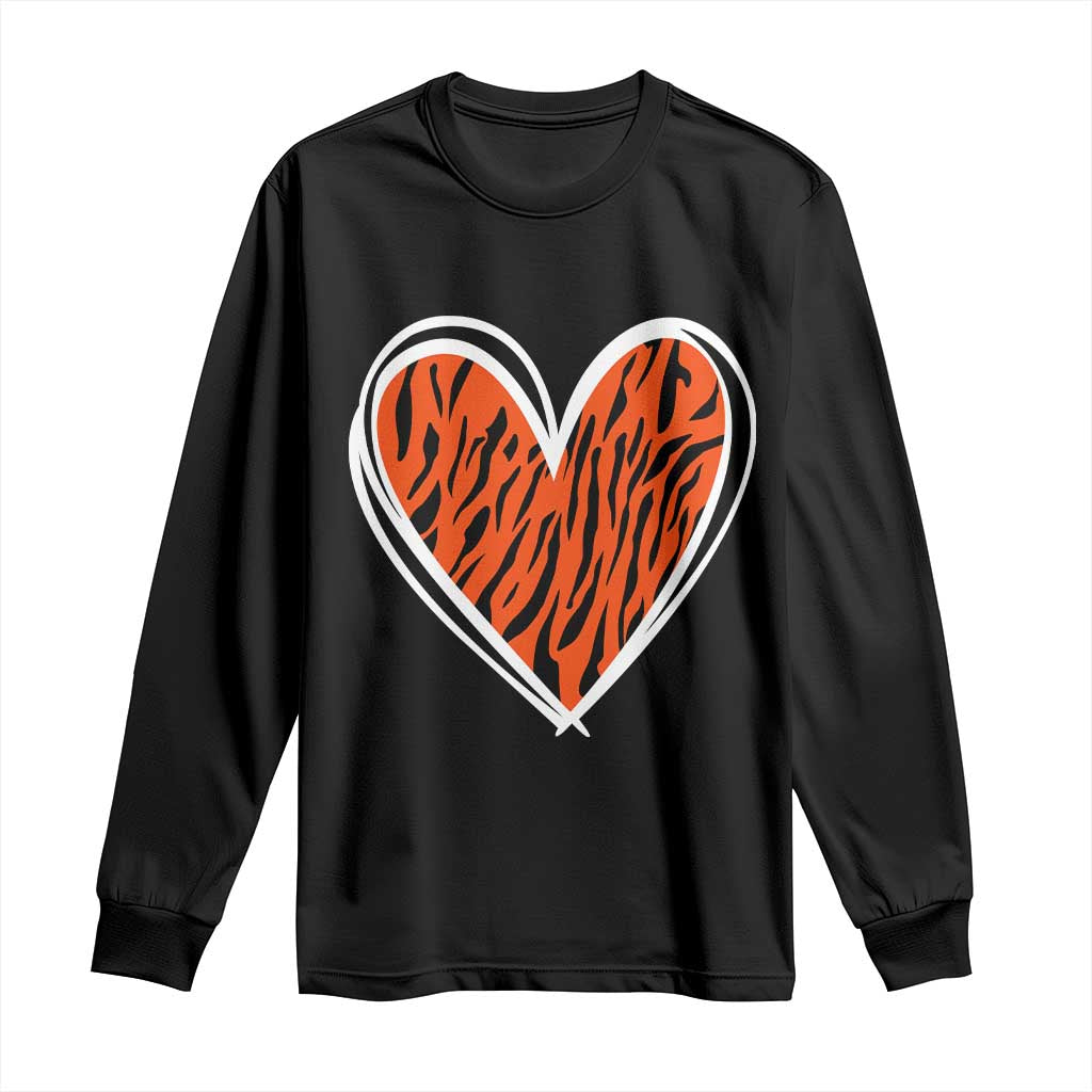 Bengal Tiger Heart Long Sleeve Shirt Retro BFT Sports Fan Trendy Game Day Gift TS10 Black Print Your Wear