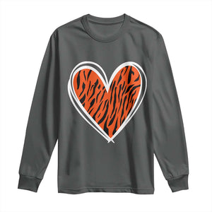 Bengal Tiger Heart Long Sleeve Shirt Retro BFT Sports Fan Trendy Game Day Gift TS10 Dark Heather Print Your Wear