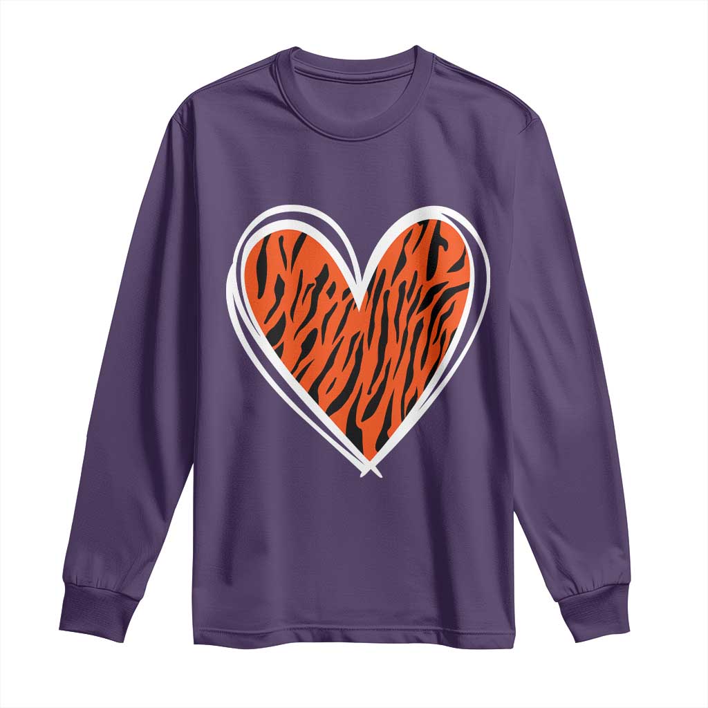 Bengal Tiger Heart Long Sleeve Shirt Retro BFT Sports Fan Trendy Game Day Gift TS10 Purple Print Your Wear