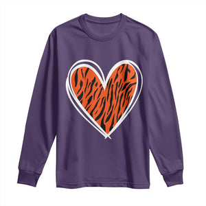 Bengal Tiger Heart Long Sleeve Shirt Retro BFT Sports Fan Trendy Game Day Gift TS10 Purple Print Your Wear