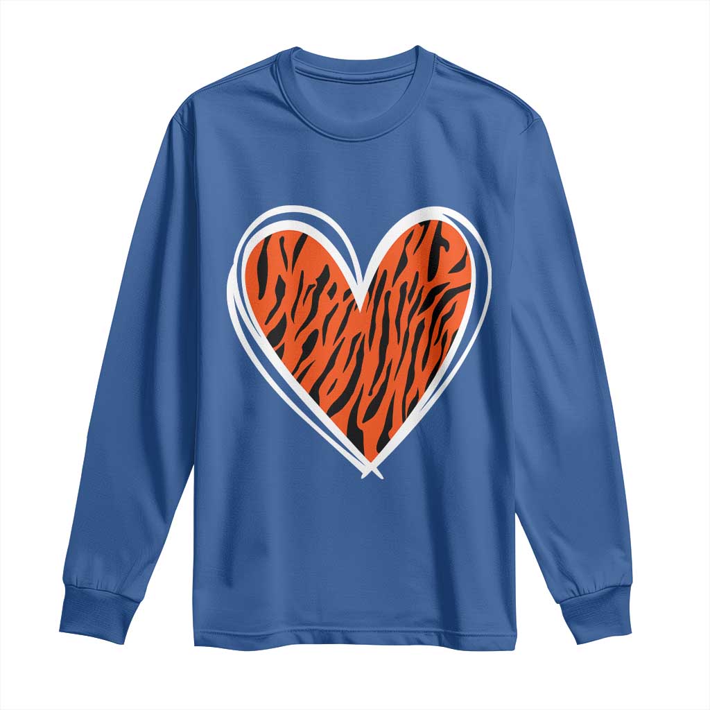 Bengal Tiger Heart Long Sleeve Shirt Retro BFT Sports Fan Trendy Game Day Gift TS10 Royal Blue Print Your Wear
