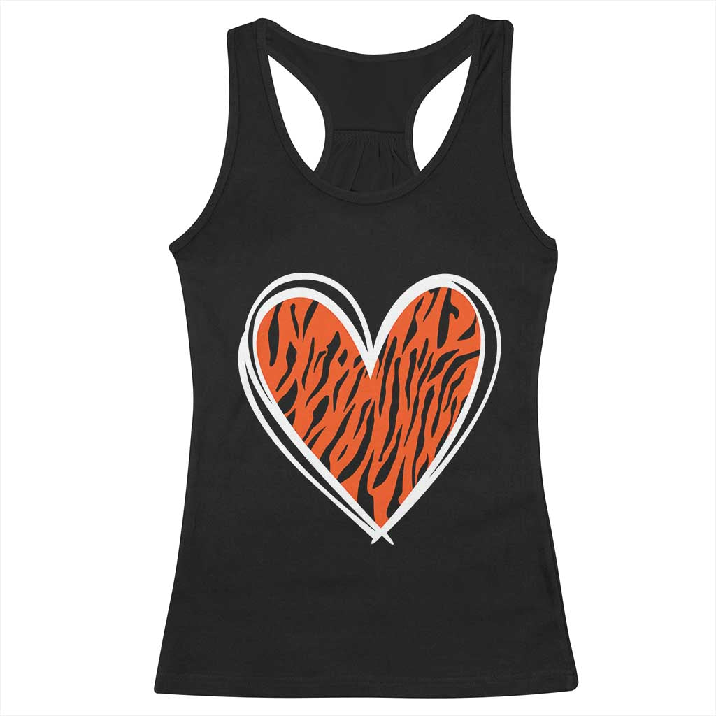 Bengal Tiger Heart Racerback Tank Top Retro BFT Sports Fan Trendy Game Day Gift TS10 Black Print Your Wear