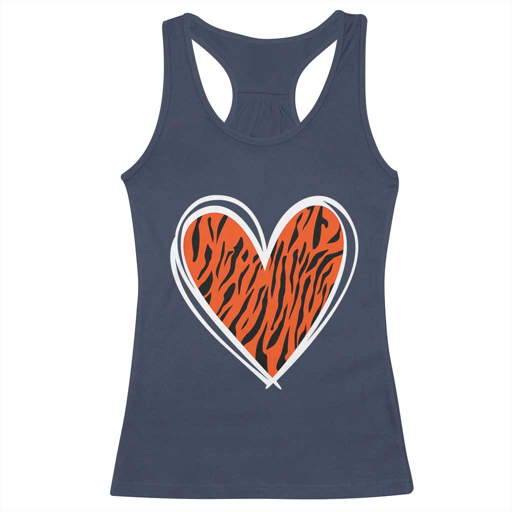 Bengal Tiger Heart Racerback Tank Top Retro BFT Sports Fan Trendy Game Day Gift TS10 Navy Print Your Wear