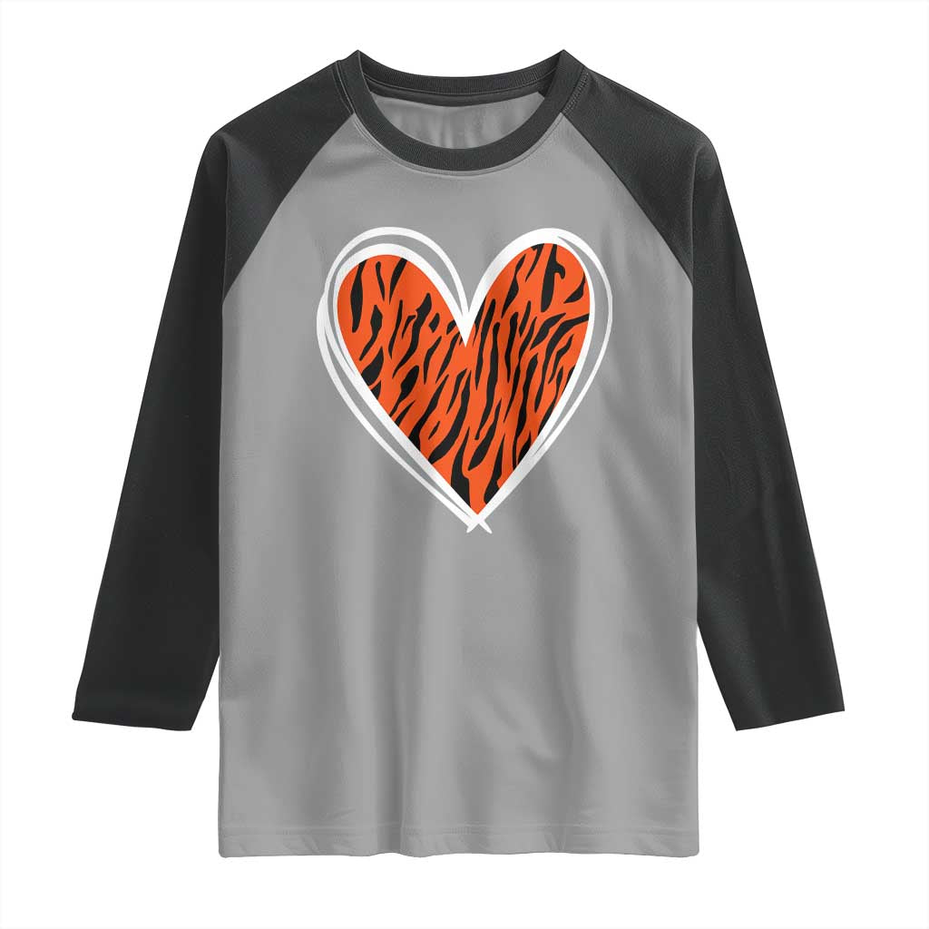 Bengal Tiger Heart Raglan Shirt Retro BFT Sports Fan Trendy Game Day Gift TS10 Sport Gray Black Print Your Wear