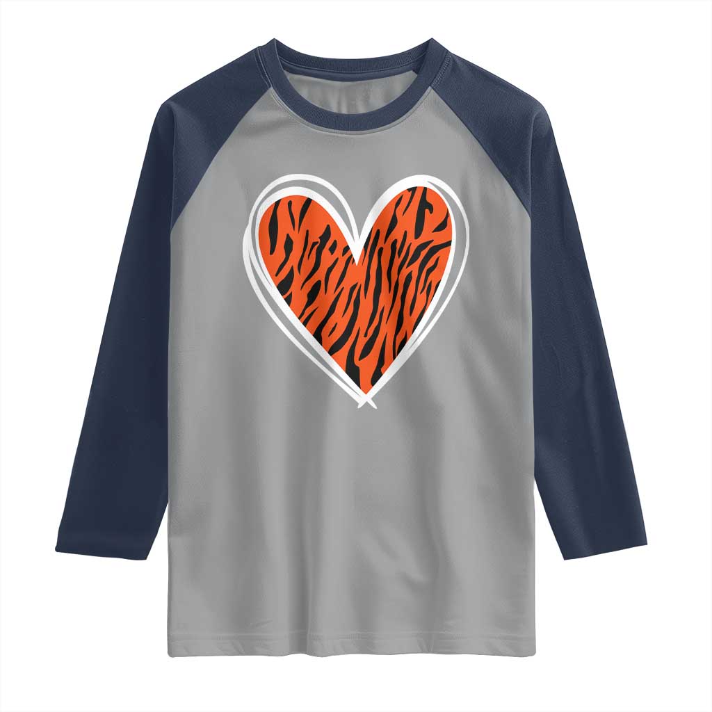 Bengal Tiger Heart Raglan Shirt Retro BFT Sports Fan Trendy Game Day Gift TS10 Sport Gray Navy Print Your Wear