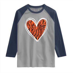 Bengal Tiger Heart Raglan Shirt Retro BFT Sports Fan Trendy Game Day Gift TS10 Sport Gray Navy Print Your Wear