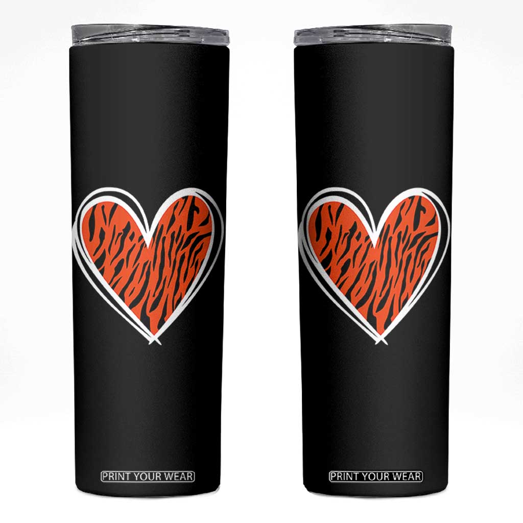 Bengal Tiger Heart Skinny Tumbler Retro BFT Sports Fan Trendy Game Day Gift TS10 Black Print Your Wear