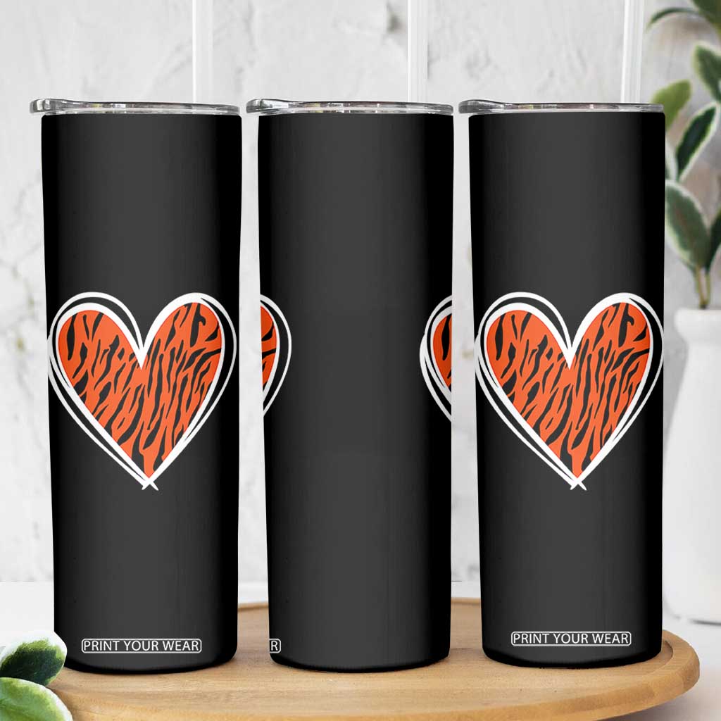 Bengal Tiger Heart Skinny Tumbler Retro BFT Sports Fan Trendy Game Day Gift TS10 Print Your Wear