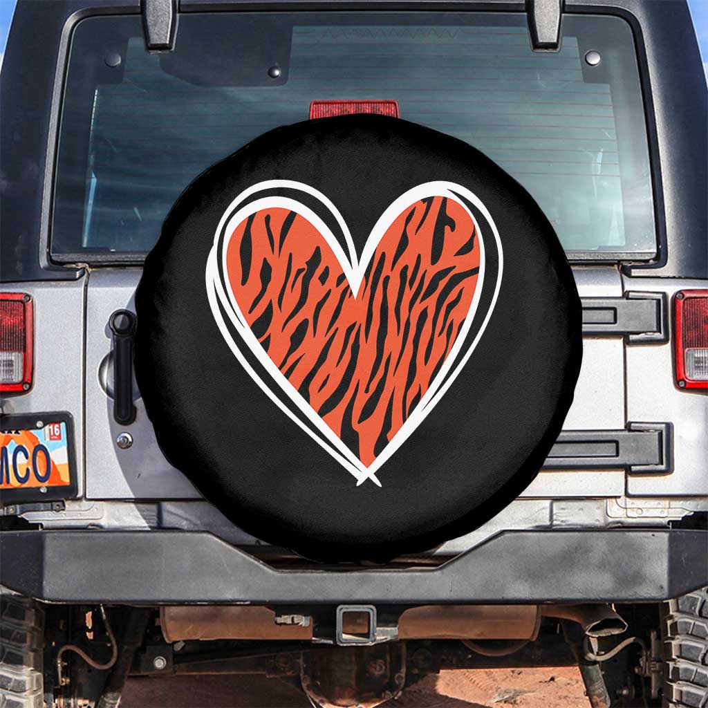Bengal Tiger Heart Spare Tire Cover Retro BFT Sports Fan Trendy Game Day Gift TS10 No hole Black Print Your Wear