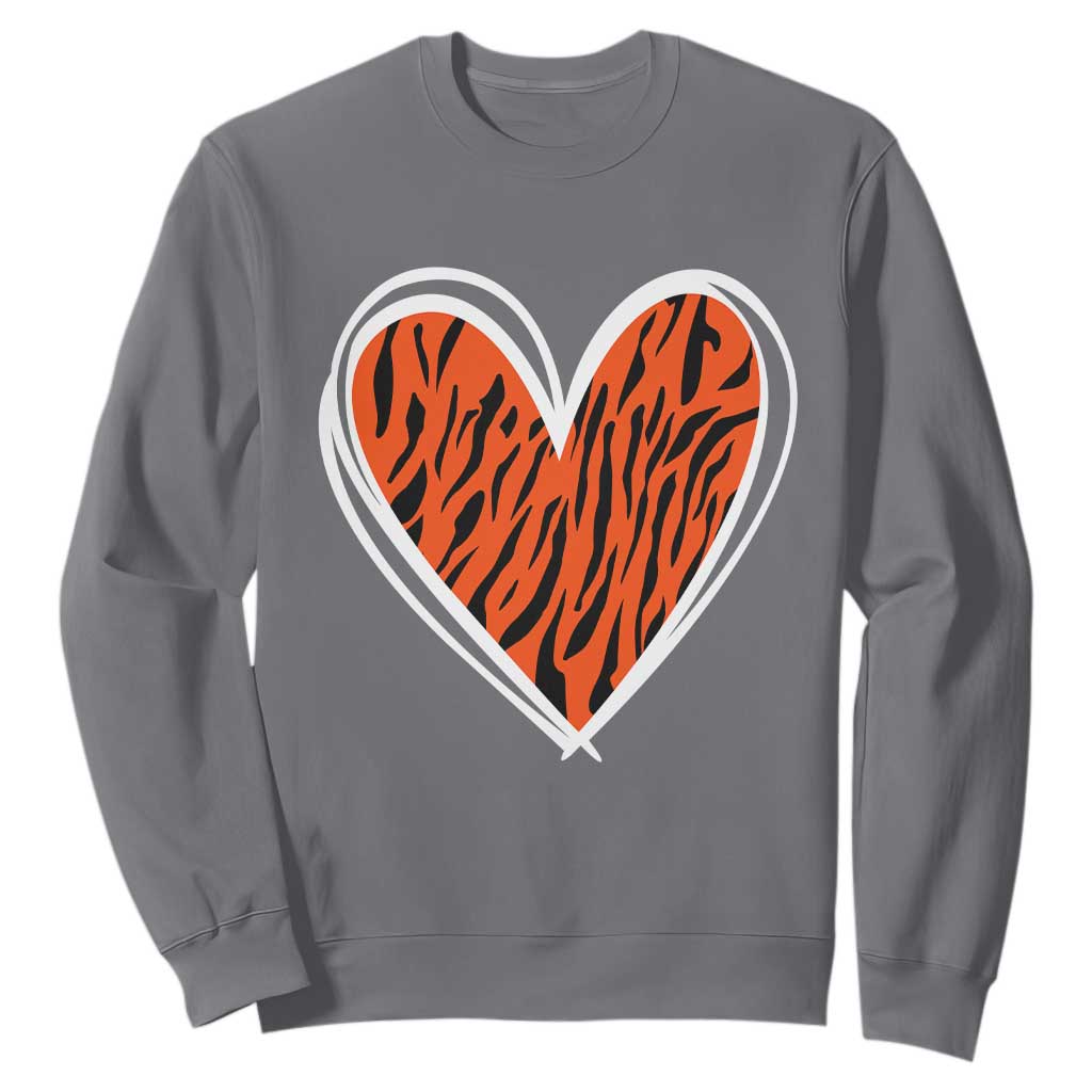 Bengal Tiger Heart Sweatshirt Retro BFT Sports Fan Trendy Game Day Gift TS10 Charcoal Print Your Wear
