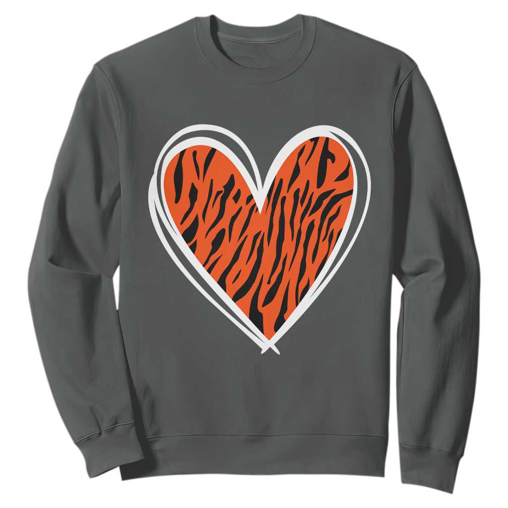 Bengal Tiger Heart Sweatshirt Retro BFT Sports Fan Trendy Game Day Gift TS10 Dark Heather Print Your Wear