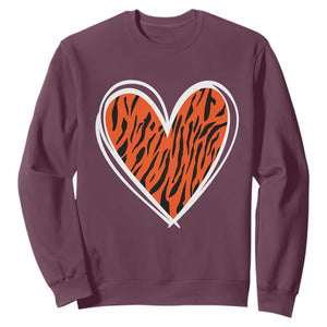 Bengal Tiger Heart Sweatshirt Retro BFT Sports Fan Trendy Game Day Gift TS10 Maroon Print Your Wear