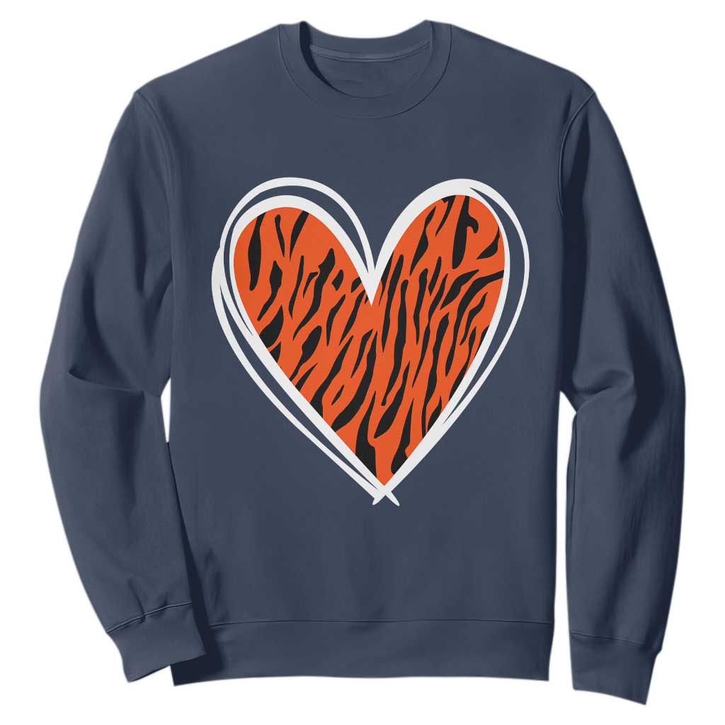 Bengal Tiger Heart Sweatshirt Retro BFT Sports Fan Trendy Game Day Gift TS10 Navy Print Your Wear