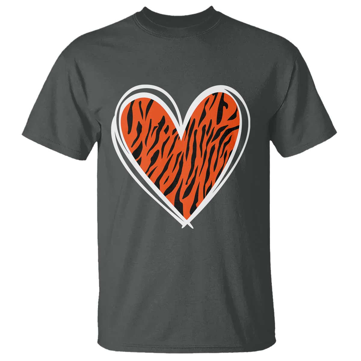 Bengal Tiger Heart T Shirt Retro BFT Sports Fan Trendy Game Day Gift TS10 Dark Heather Print Your Wear