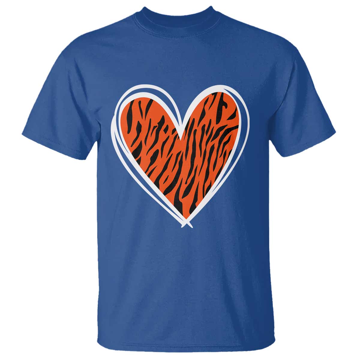 Bengal Tiger Heart T Shirt Retro BFT Sports Fan Trendy Game Day Gift TS10 Royal Blue Print Your Wear