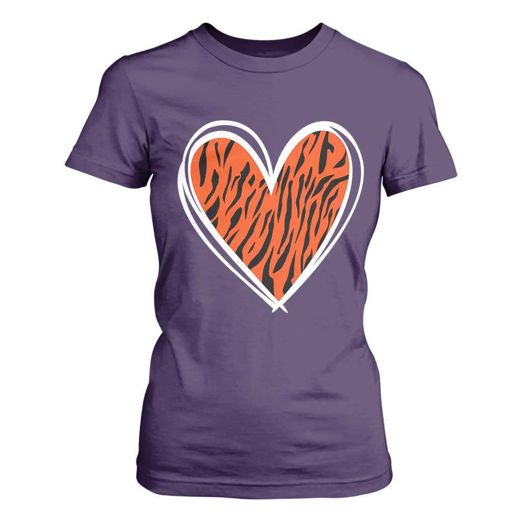 Bengal Tiger Heart T Shirt For Women Retro BFT Sports Fan Trendy Game Day Gift TS10 Purple Print Your Wear