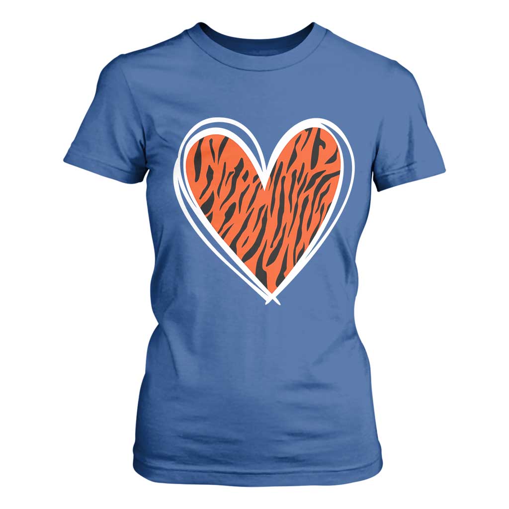 Bengal Tiger Heart T Shirt For Women Retro BFT Sports Fan Trendy Game Day Gift TS10 Royal Blue Print Your Wear