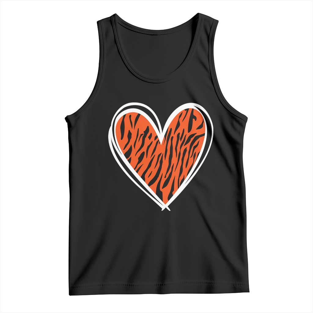 Bengal Tiger Heart Tank Top Retro BFT Sports Fan Trendy Game Day Gift TS10 Black Print Your Wear