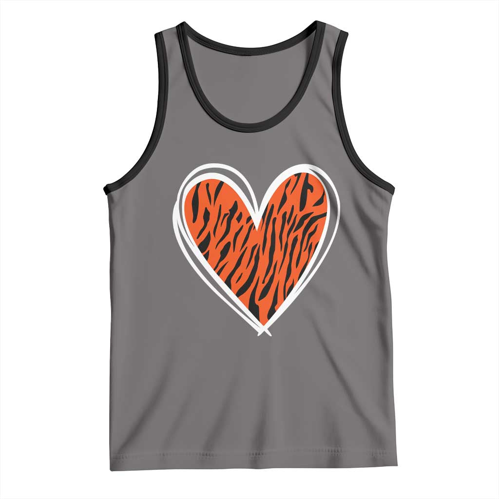 Bengal Tiger Heart Tank Top Retro BFT Sports Fan Trendy Game Day Gift TS10 Deep Heather Black Print Your Wear
