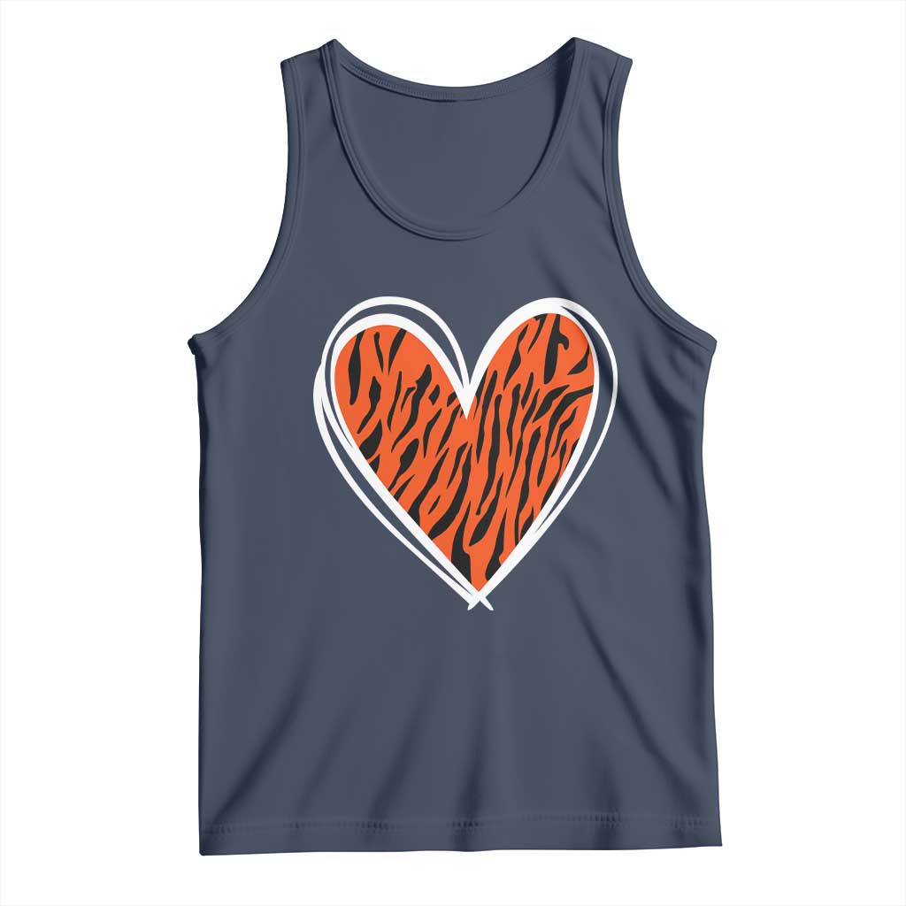 Bengal Tiger Heart Tank Top Retro BFT Sports Fan Trendy Game Day Gift TS10 Navy Print Your Wear
