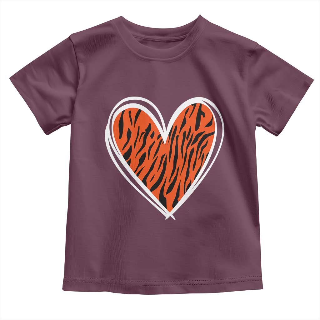 Bengal Tiger Heart Toddler T Shirt Retro BFT Sports Fan Trendy Game Day Gift TS10 Maroon Print Your Wear