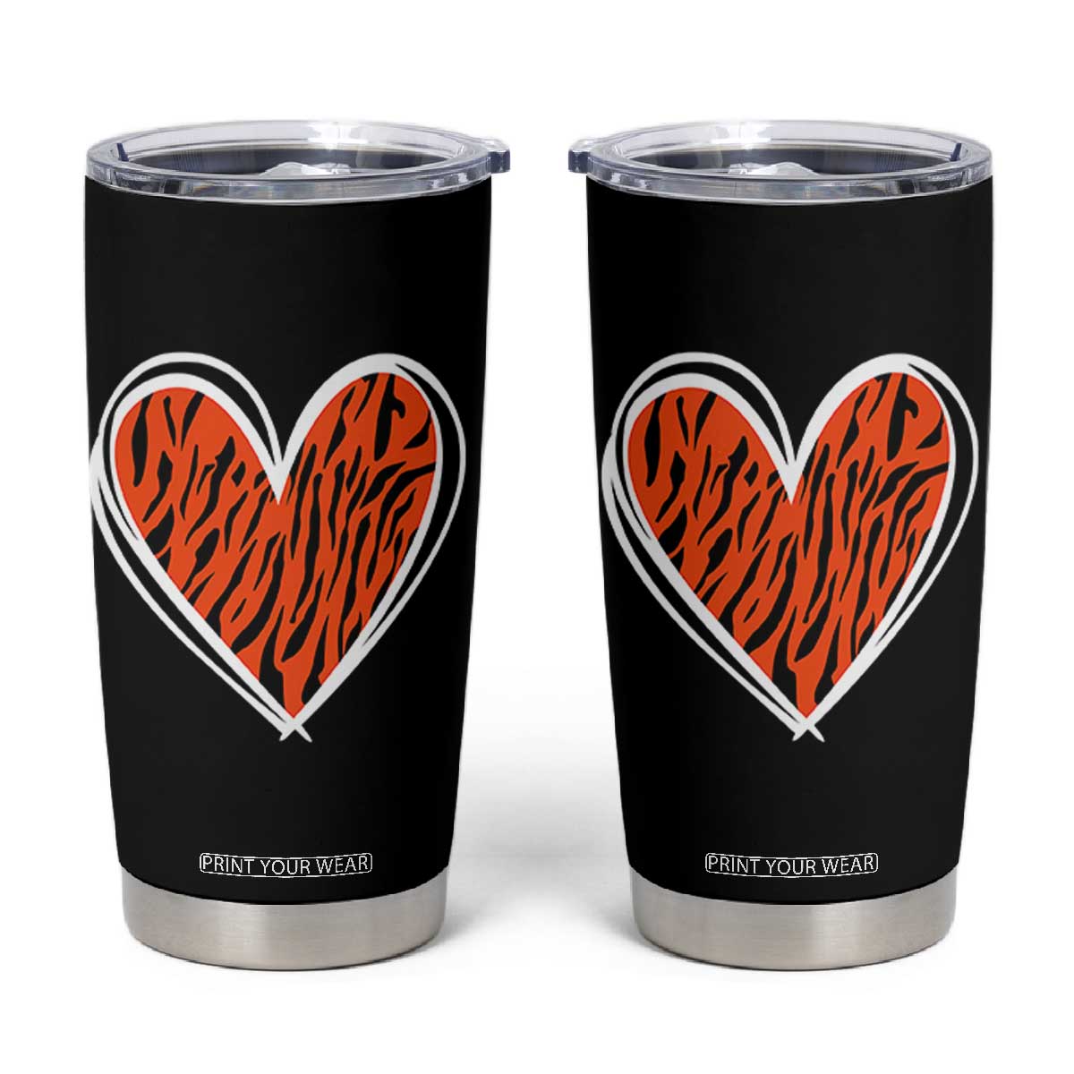 Bengal Tiger Heart Tumbler Cup Retro BFT Sports Fan Trendy Game Day Gift TS10 Black Print Your Wear