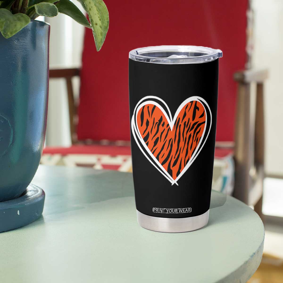 Bengal Tiger Heart Tumbler Cup Retro BFT Sports Fan Trendy Game Day Gift TS10 Print Your Wear