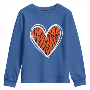 Bengal Tiger Heart Youth Sweatshirt Retro BFT Sports Fan Trendy Game Day Gift TS10 Royal Blue Print Your Wear