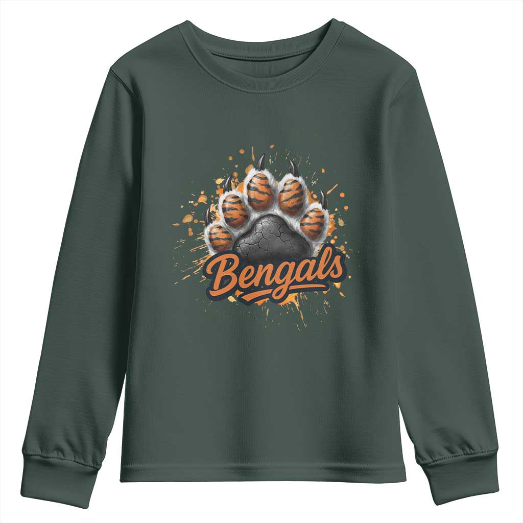 Vintage BFT Football Youth Sweatshirt Retro Sports Fan Trendy Game Day Spirit TS10 Dark Forest Green Print Your Wear