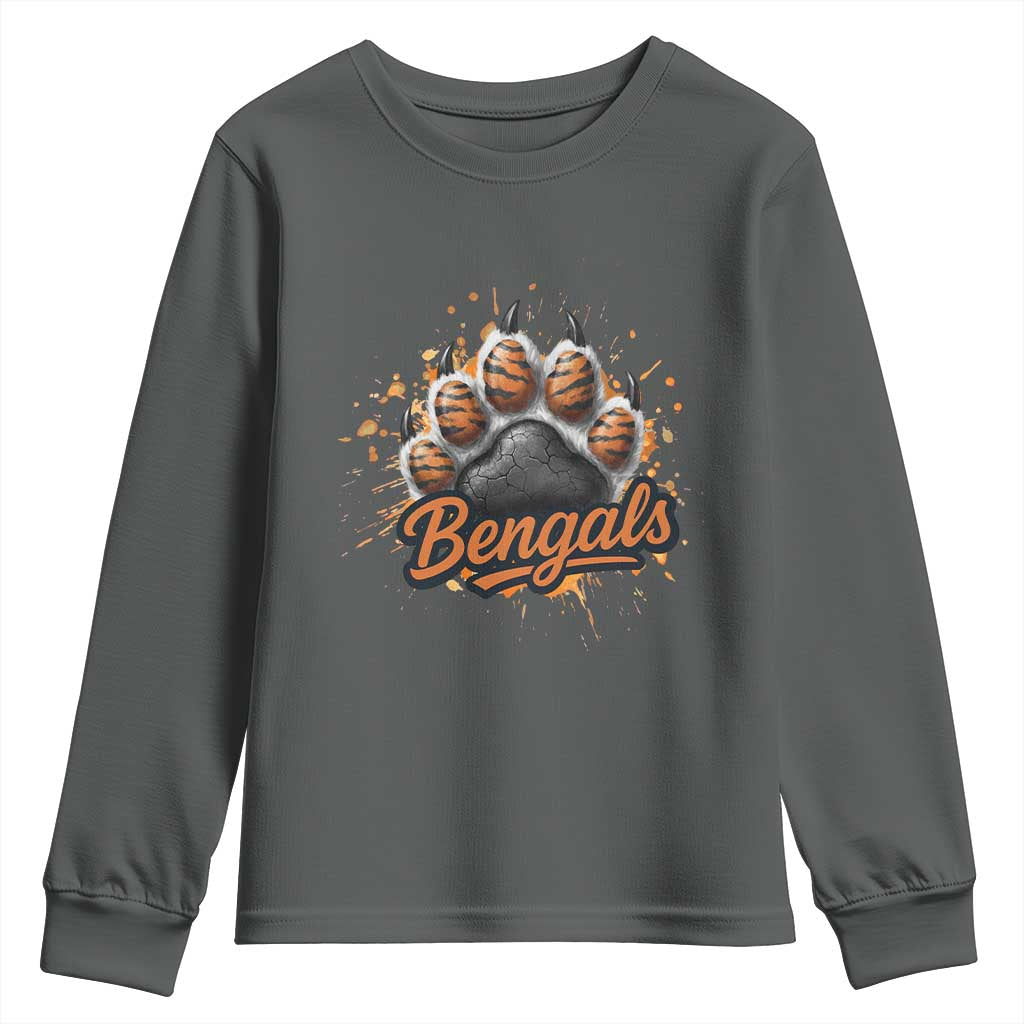 Vintage BFT Football Youth Sweatshirt Retro Sports Fan Trendy Game Day Spirit TS10 Dark Heather Print Your Wear
