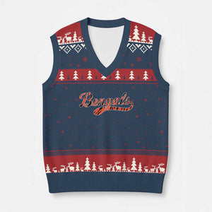 Vintage BFT Football V-Neck Knit Sweater Vest Retro Sports Style 80s 90s Cincy Lovers TS10 Navy Red Print Your Wear