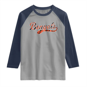 Vintage BFT Football Raglan Shirt Retro Sports Style 80s 90s Cincy Lovers TS10 Sport Gray Navy Print Your Wear