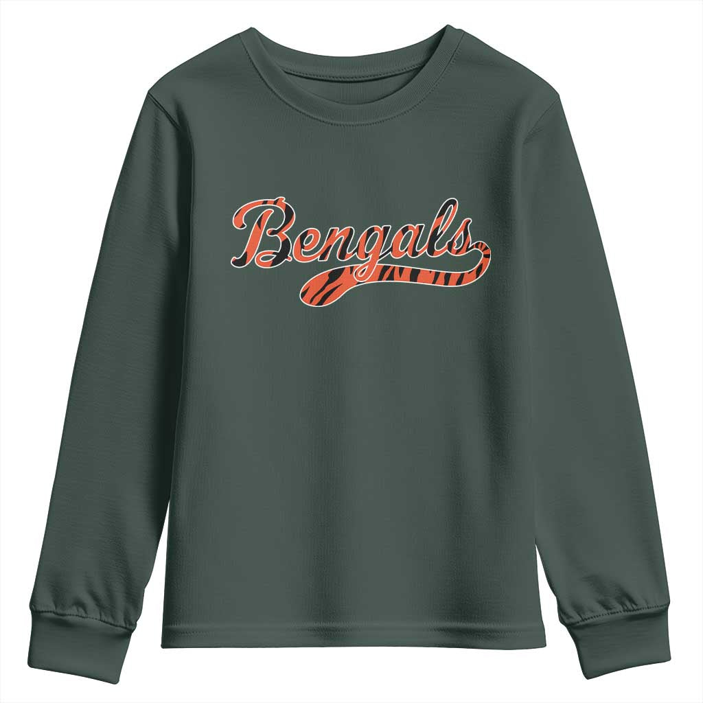 Vintage BFT Football Youth Sweatshirt Retro Sports Style 80s 90s Cincy Lovers TS10 Dark Forest Green Print Your Wear