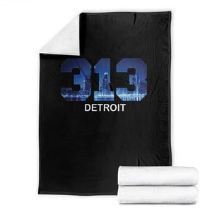 Vintage Detroit Michigan 313 Throw Blanket Area Code Skyline TS10 Black Print Your Wear