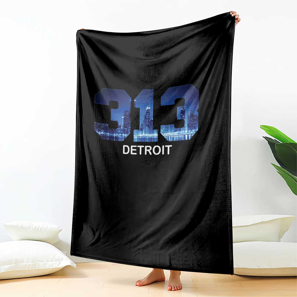 Vintage Detroit Michigan 313 Throw Blanket Area Code Skyline TS10 Print Your Wear