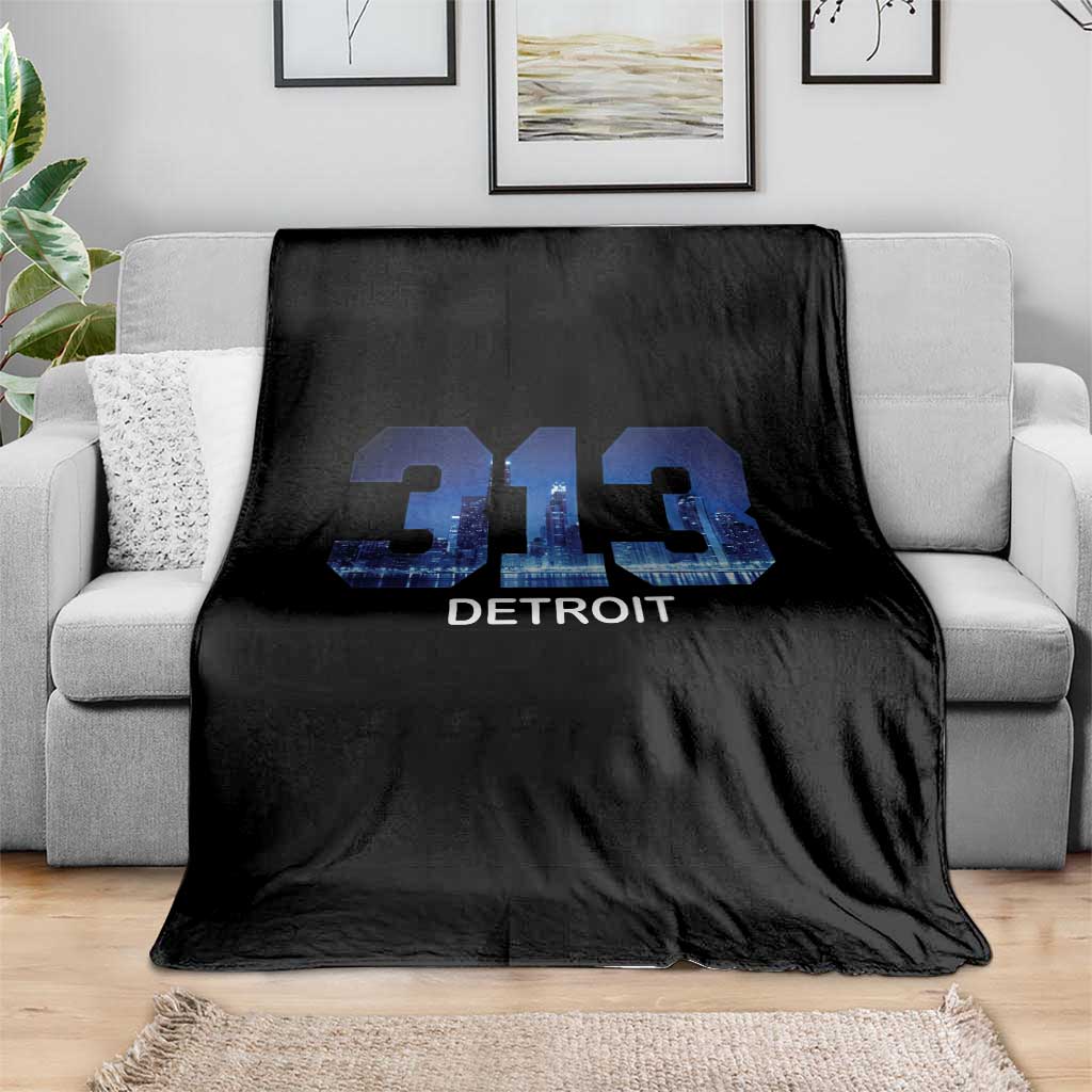 Vintage Detroit Michigan 313 Throw Blanket Area Code Skyline TS10 Print Your Wear