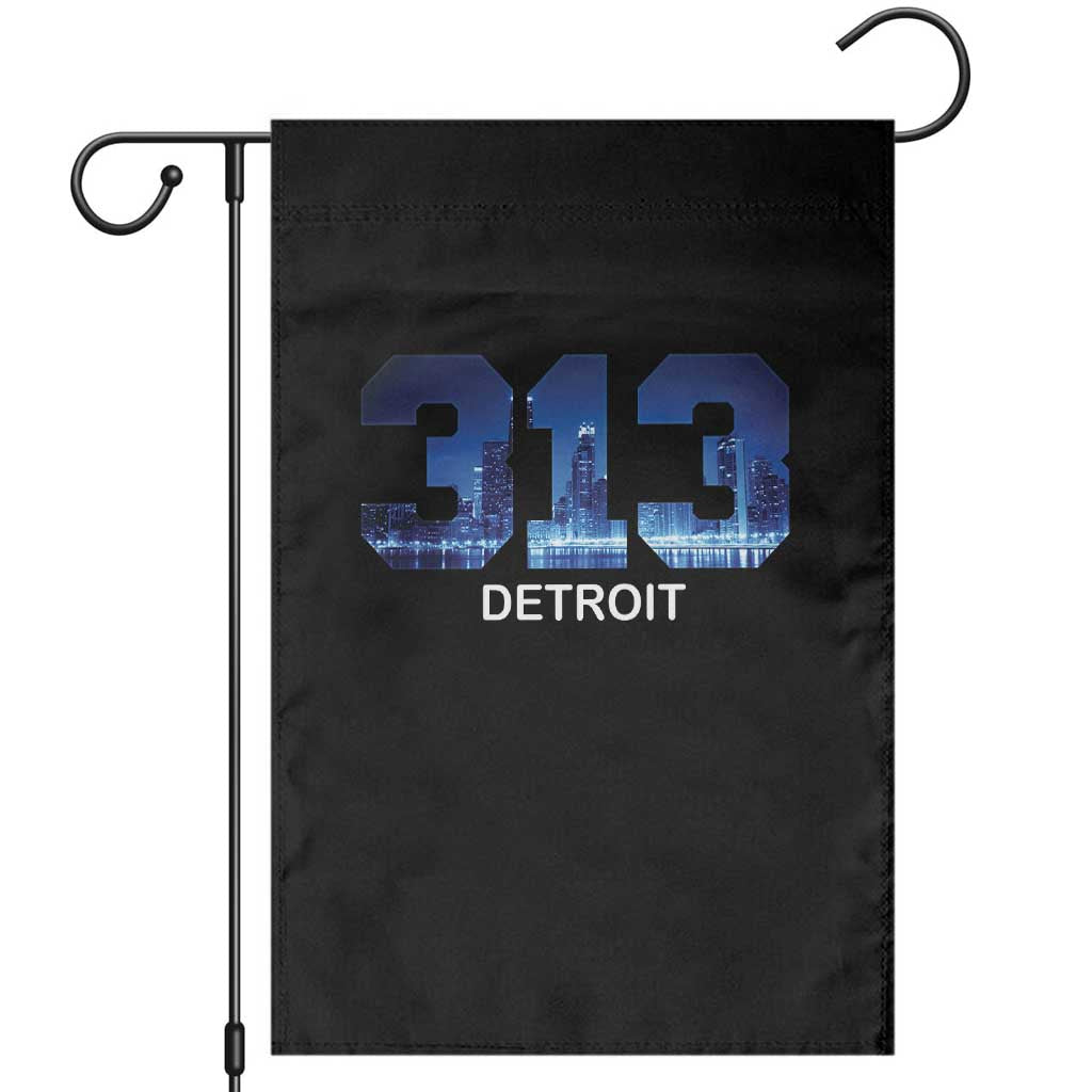 Vintage Detroit Michigan 313 Garden Flag Area Code Skyline TS10 Black Print Your Wear