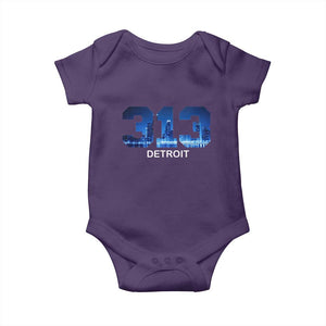 Vintage Detroit Michigan 313 Baby Onesie Area Code Skyline TS10 Purple Print Your Wear