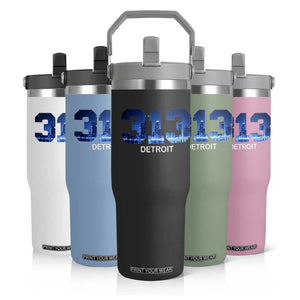 Vintage Detroit Michigan 313 Flip Straw Tumbler Area Code Skyline TS10 Print Your Wear