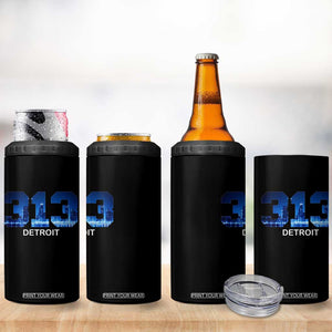 Vintage Detroit Michigan 313 4 in 1 Can Cooler Tumbler Area Code Skyline TS10 Print Your Wear