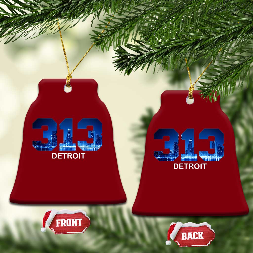 Vintage Detroit Michigan 313 Ceramic Ornament Area Code Skyline TS10 Print Your Wear